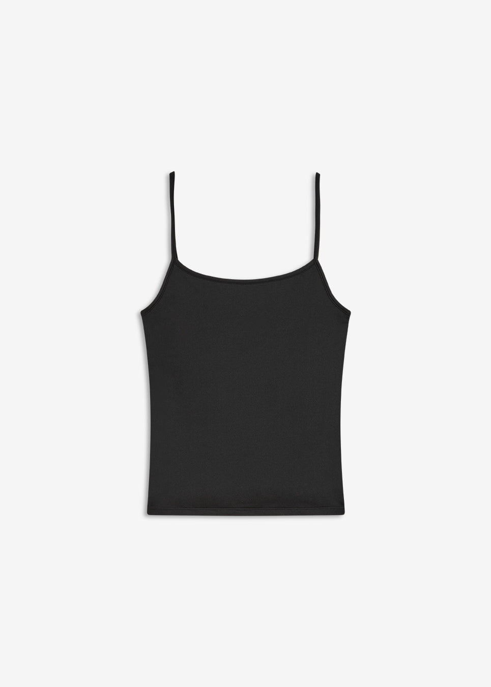 Fitted black top with stretch, a round neckline and thin straps. Wear it beneath an open shirt or pair it with a fluid skirt to bring movement to the fitted shape. The model is 175 cm and wears a size S/36.&nbsp;