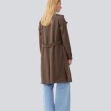 Beautiful jacket with a classic look and wide revers, belted waist and button closure. Hiro jacket is the perfect transition jacket. 