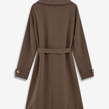 Beautiful brown jacket with a classic look and wide revers, belted waist and button closure. Hiro jacket is the perfect transition jacket. This jacket has a spacious fit. We recommend sizing down. The model is 174 cm and wears a size S/36