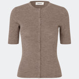 Fitted cardigan in soft knit. HirokiMD short cardigan has a round neck and a button closure in front. 