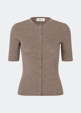 Fitted cardigan in soft knit. HirokiMD short cardigan has a round neck and a button closure in front. 