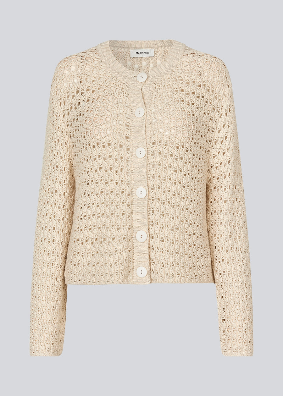 Cream Textured Knitted Cardigan