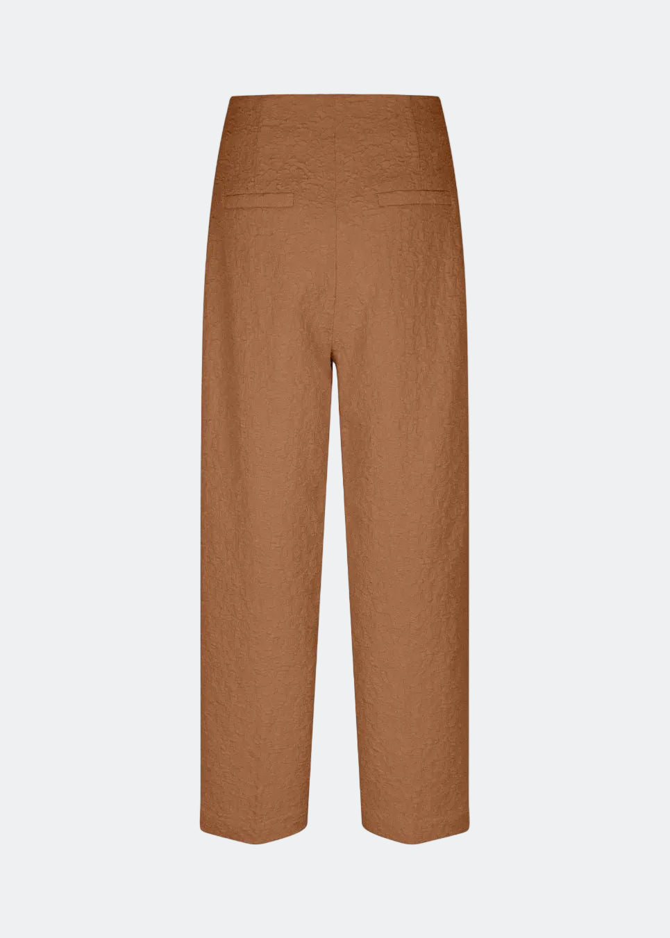 Pants with straight legs in a structured material. HollisMD pants have a medium waist with hidden zipper at one side, and two welt pockets on the back.