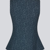 Tailored top in dark blue without sleeves made from a structured material. HollisMD top has a high v-shaped neckline with a hidden zipper at the neck.&nbsp;