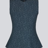 Tailored top in dark blue without sleeves made from a structured material. HollisMD top has a high v-shaped neckline with a hidden zipper at the neck.&nbsp;