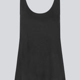 Classic black top in linen blend in a relaxed fit. HoltMD top has a round neck and a deep back cut.