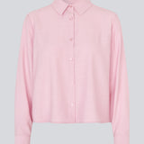 Shirt in light pink/rosa in a light EcoVero viscose with a loose fit. HudgesMD shirt has a collar, button closure in front, and long sleeves with cuffs.&nbsp;
