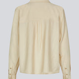 Shirt in beige in a light EcoVero viscose with a loose fit. HudgesMD shirt has a collar, button closure in front, and long sleeves with cuff.&nbsp;