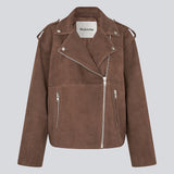 Our most wanted leather jacket Hullamd Jacket is finally here in suede. Exclusive biker jacket in 100% goatskin. The Hullamd suede jacket has classic details such as shoulder straps and silver zippers. A stylish statement piece that elevates any wardrobe season after season.