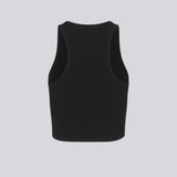 Basic top cut from a soft ribbed jersey fabric. IgorMD crop top in the color Black is styles with a slim fit and cropped fit with racer-shaped back. Perfect for a sporty look. The model is 173 cm and wears a size S/36