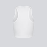 Basic top cut from a soft ribbed jersey fabric. IgorMD crop top in the color Off White is styled with a slim fit and cropped fit with racer-shaped back. Perfect for a sporty look. The model is 173 cm and wears a size S/36