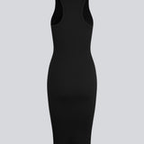Basic dress in a soft ribbed cotton fabric. IgorMD dress in Black is a slim-fitted style with racer back. Perfect to style for a sporty and relaxed look. The model is 173 cm and wears a size S/36