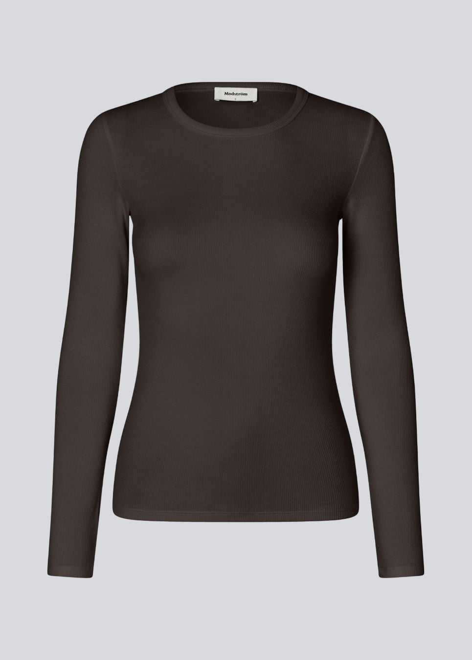 Basic long-sleeved t-shirt in dark brown in soft cotton rib with stretch. Igormd LS t-shirt has a tight fit with long sleeves.&nbsp;
