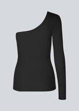 Comfortable, basic top in black in a soft cotton rib. Igor one shoulder top has a tight fit and asymmetrical long sleeve which makes the top perfect for a sporty look. The model is 174 cm and wears a size S/36