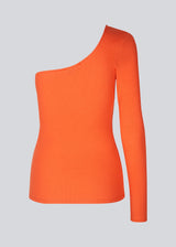 Comfortable, basic top in orange in a soft cotton rib. Igor one shoulder top has a tight fit and asymmetrical long sleeve which makes the top perfect for a sporty look. The model is 174 cm and wears a size S/36.