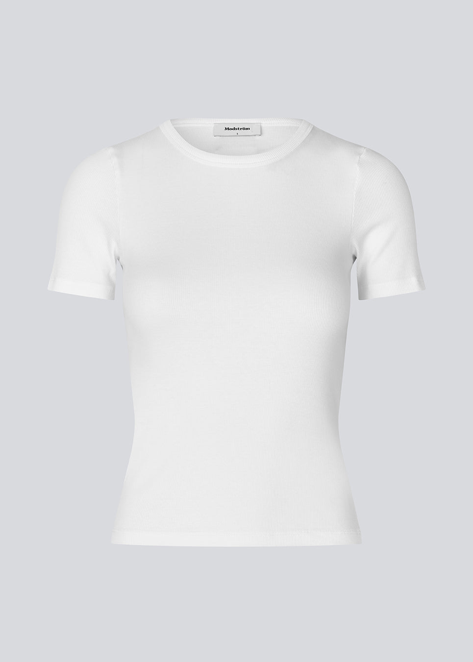 Soft basic t-shirt in white in soft cotton rib with stretch. Igormd short t-shirt has a tight fit with short sleeves.