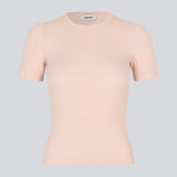 Basic t-shirt in light pink in soft cotton rib with stretch. Igormd short t-shirt has a tight fit with short sleeves.&nbsp;