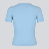 Basic light blue t-shirt in soft cotton rib with stretch. Igormd short t-shirt has a tight fit with short sleeves. The model is 175 cm and wears a size s/36.

Material:
95% Cotton
5% Elastane