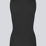 Sleeveless top in black in ribbed cotton jersey. Igormd tank top has a thight fit and a round neckline. fit with long sleeves.