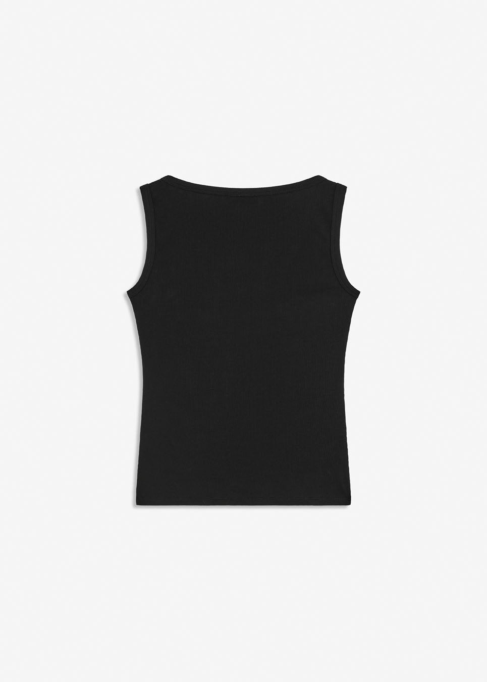 Sleeveless top in black in ribbed cotton jersey. Igormd tank top has a tight fit and a round neckline.