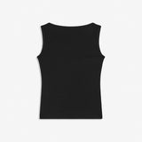 Sleeveless top in black in ribbed cotton jersey. Igormd tank top has a tight fit and a round neckline.