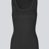 Sleeveless top in black in ribbed cotton jersey. Igormd tank top has a thight fit and a round neckline. fit with long sleeves.