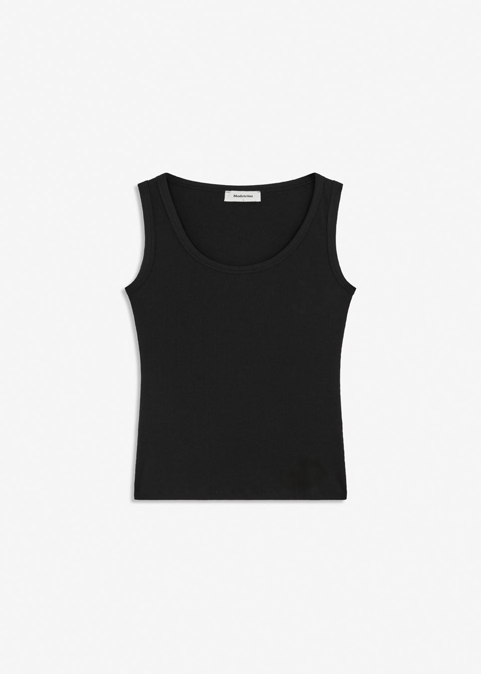 Sleeveless top in black in ribbed cotton jersey. Igormd tank top has a tight fit and a round neckline.