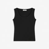 Sleeveless top in black in ribbed cotton jersey. Igormd tank top has a tight fit and a round neckline.