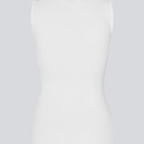 Sleeveless white top in ribbed cotton jersey. Igormd tank top has a thight fit and a round neckline. fit with long sleeves.