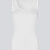 Sleeveless white top in ribbed cotton jersey. Igormd tank top has a thight fit and a round neckline. fit with long sleeves.