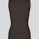 Sleeveless brown top in ribbed cotton jersey. Igormd tank top has a tight fit and a round neckline. fit with long sleeves.&nbsp;