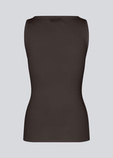 Sleeveless brown top in ribbed cotton jersey. Igormd tank top has a tight fit and a round neckline. fit with long sleeves.&nbsp;
