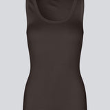 Sleeveless brown top in ribbed cotton jersey. Igormd tank top has a tight fit and a round neckline. fit with long sleeves.&nbsp;