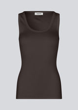 Sleeveless brown top in ribbed cotton jersey. Igormd tank top has a tight fit and a round neckline. fit with long sleeves.&nbsp;