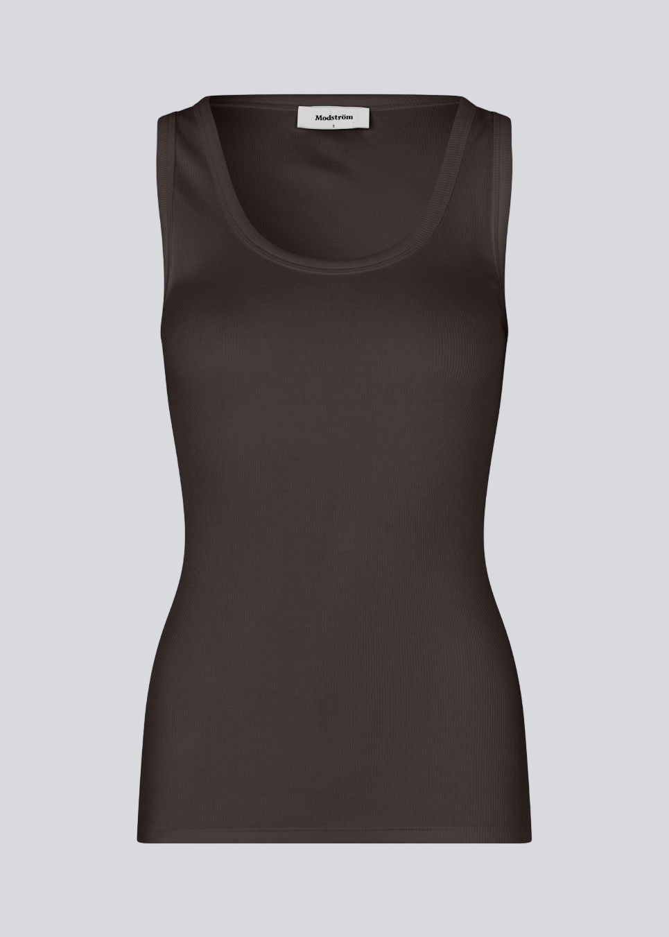 Sleeveless brown top in ribbed cotton jersey. Igormd tank top has a tight fit and a round neckline. fit with long sleeves.&nbsp;