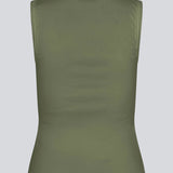 Sleeveless green top in ribbed cotton jersey. Igormd tank top has a tight fit and a round neckline. fit with long sleeves.