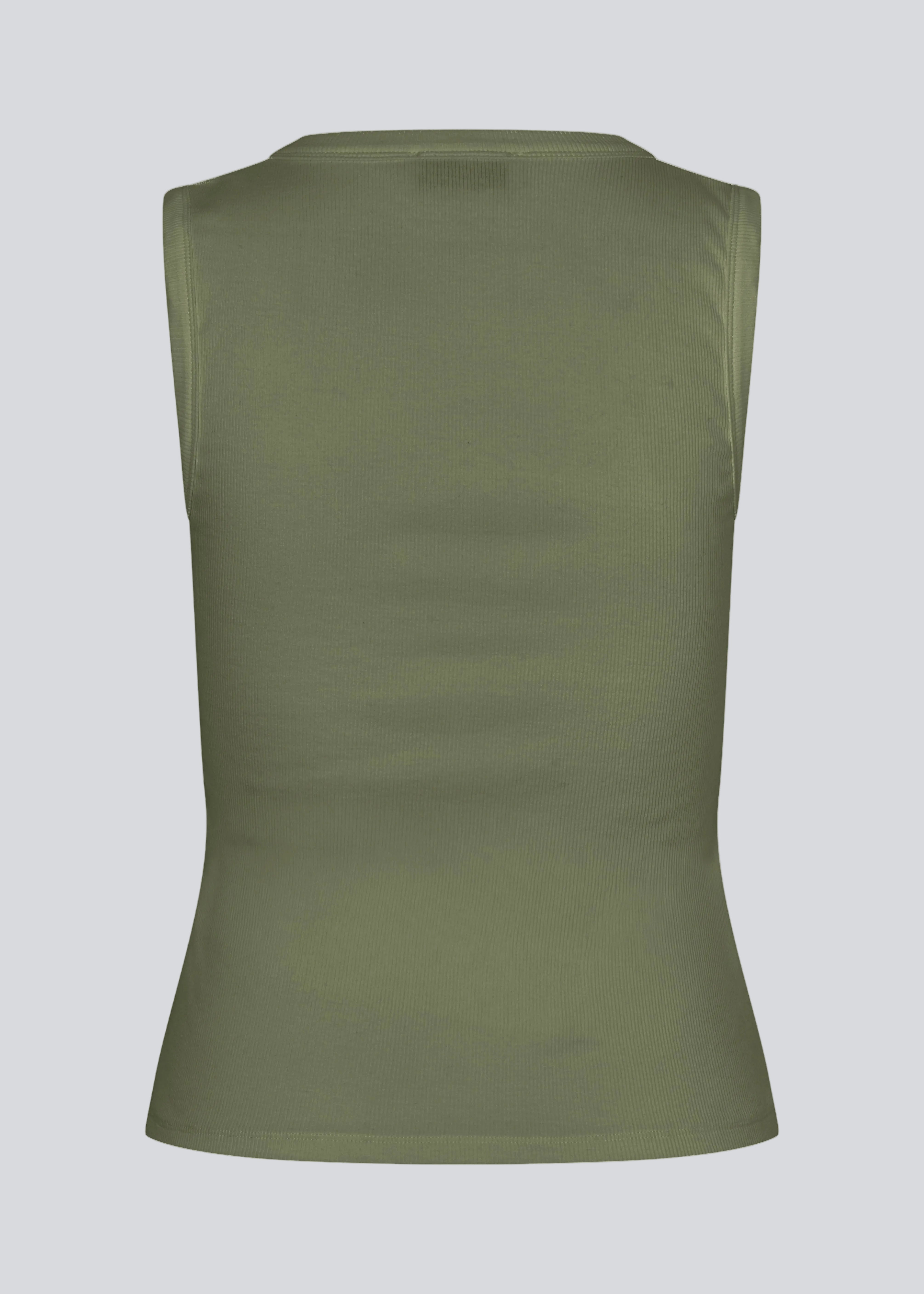 Sleeveless green top in ribbed cotton jersey. Igormd tank top has a tight fit and a round neckline. fit with long sleeves.