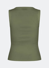 Sleeveless green top in ribbed cotton jersey. Igormd tank top has a tight fit and a round neckline. fit with long sleeves.