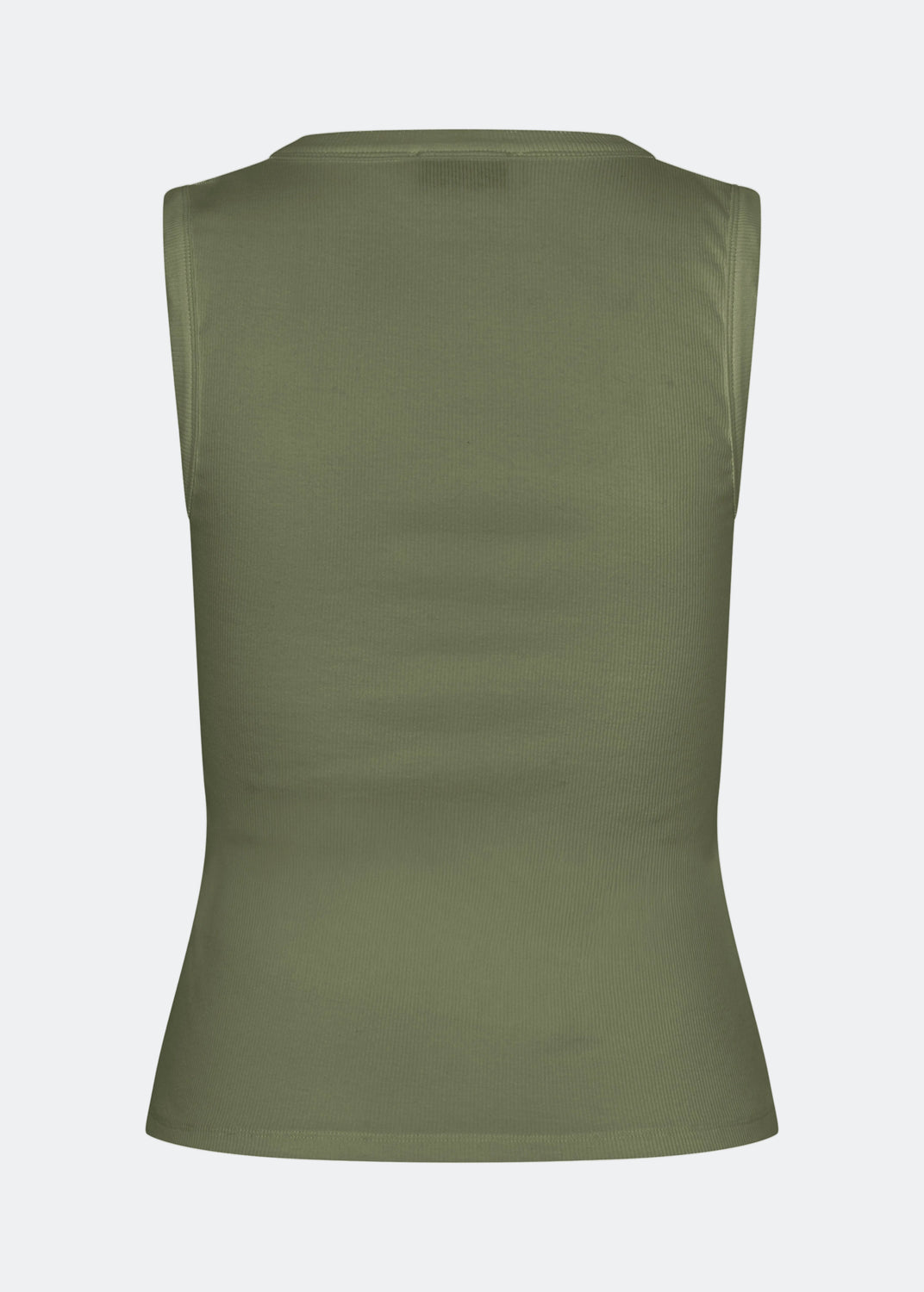 Sleeveless green top in ribbed cotton jersey. Igormd tank top has a tight fit and a round neckline. fit with long sleeves.