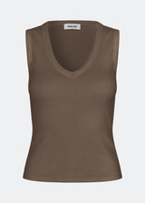 Sleeveless top in ribbed cotton jersey. Igormd tank top has a tight fit and a round neckline. fit with long sleeves.