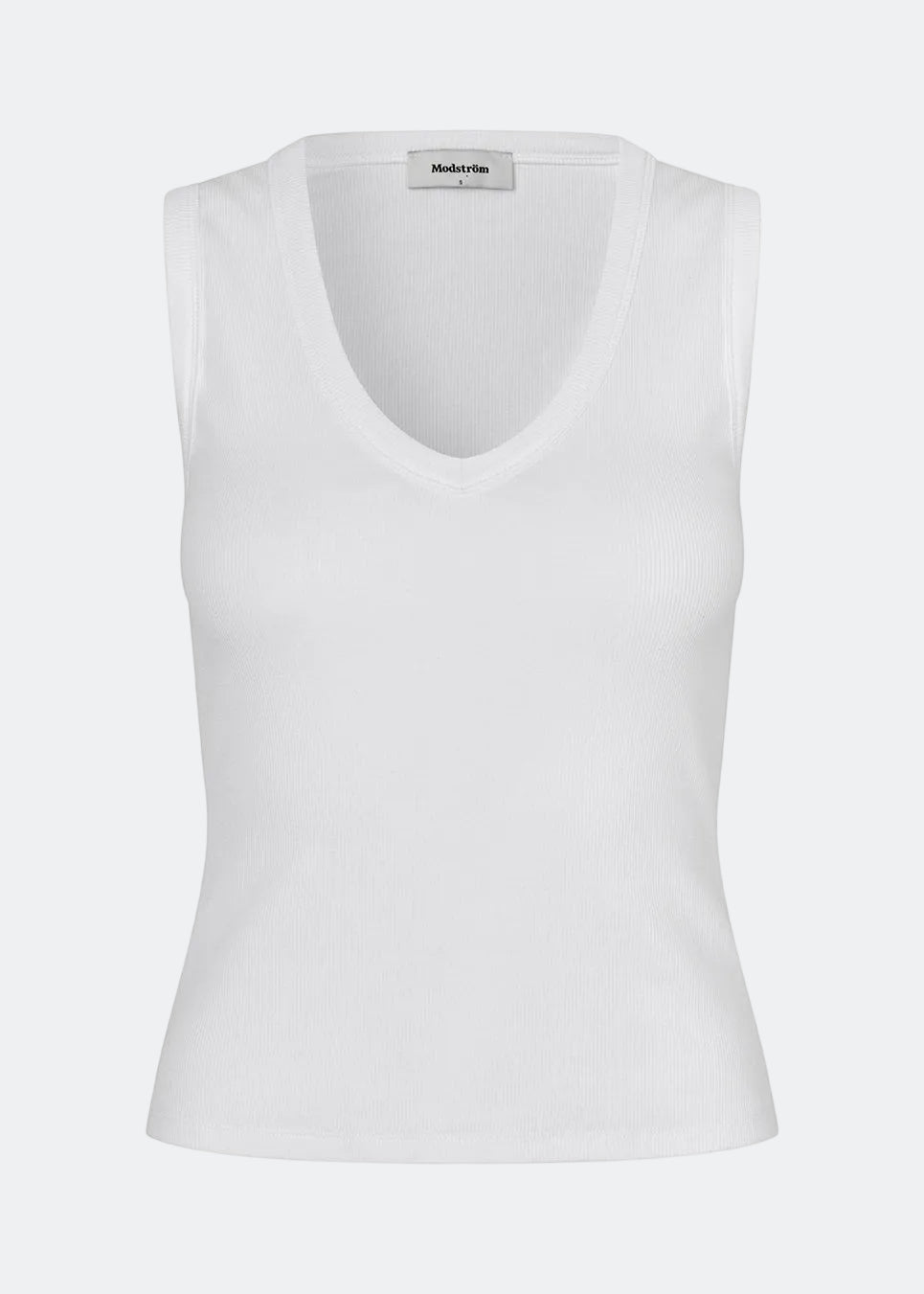 Sleeveless top in ribbed cotton jersey. Igormd tank top has a tight fit and a round neckline. fit with long sleeves. The model is 175 cm and wears a size s/36.