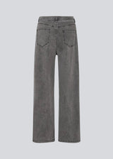 Grey jeans with wide legs in a cotton denim with a tie band. IsoldeMD solid pants has a high waist, front and back pockets and a tie band at the waist.