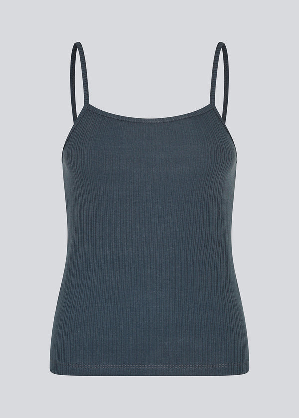 Classic top in dark navy with thin straps. IvanMD top is made in a ribbed jersey material.