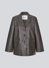 Oversize blazer jacket in lamp leather with a vintage inspired look. JonaeMD jacket has a button closure in front, lining, two front pockets and a slit in the back.