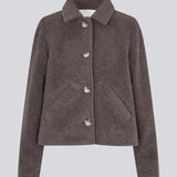 Short jacket in a wool mix. JustyMD short jacket has a loose fit, button closure and to pockets in front.