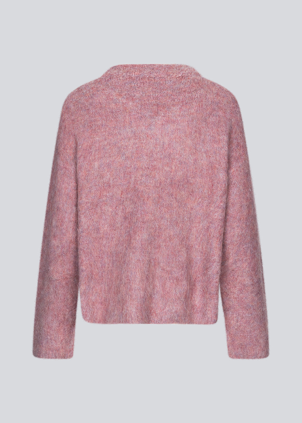 Soft purple knit with a V-neck. KaneMD v-neck has a loose fit and dropped shoulders.