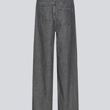 Cotton grey jeans with stretch and straight wide legs. KenaMD pants have 5 pockets, a medium-high waist, and an elastic waistband.