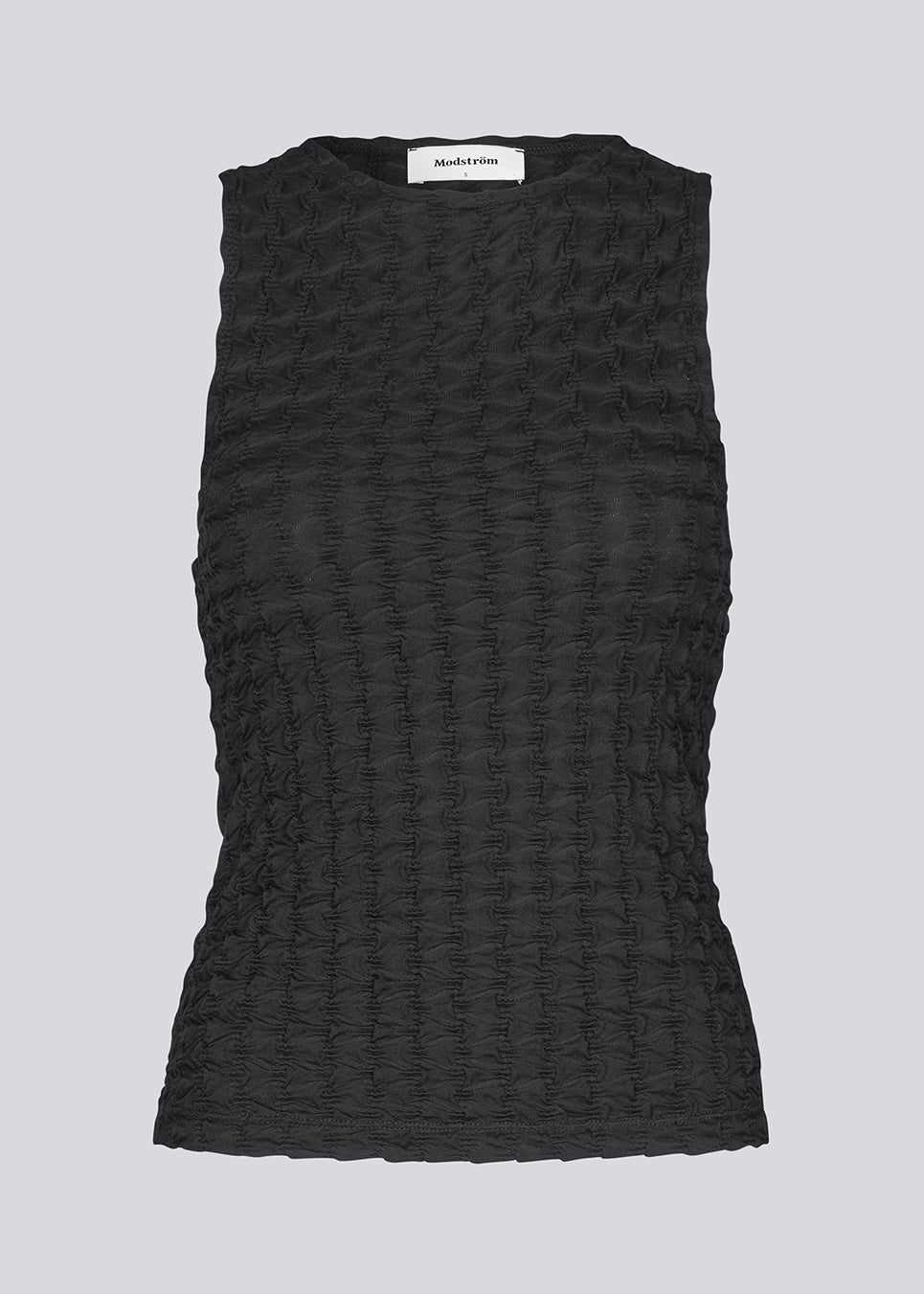 Black sleeveless top in a structured jersey. kimoramD top is fitted and has a round neckline.