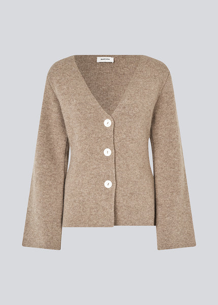 ◆DEINET◆ LAYER BUTTON CARDIGAN IN BEIGE KDBBC4S53113400F Women's Shawl Collar Cardigan Long Sleeve V Neck Lobster