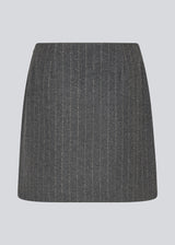 Short dark grey skirt in a pinstriped wool mix. KristolMD skirt has lining and an invisible zipper in the side.
